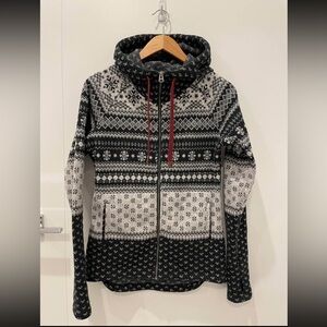 Roots Black and White Zip Up Sweater